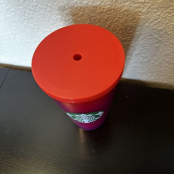 Starbucks Red Pink Purple Swirl Tumbler 16 Oz Cold With Lid No Straw Grande - Picture 2 of 4